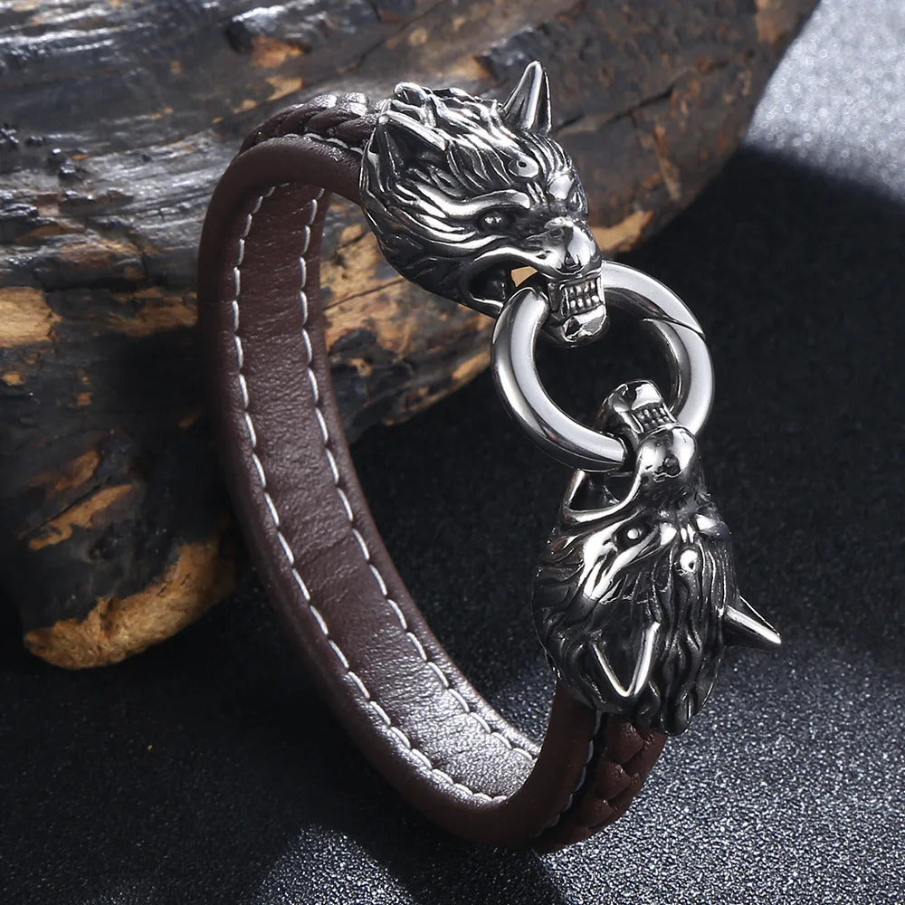 Viking Wolf Head Bracelet