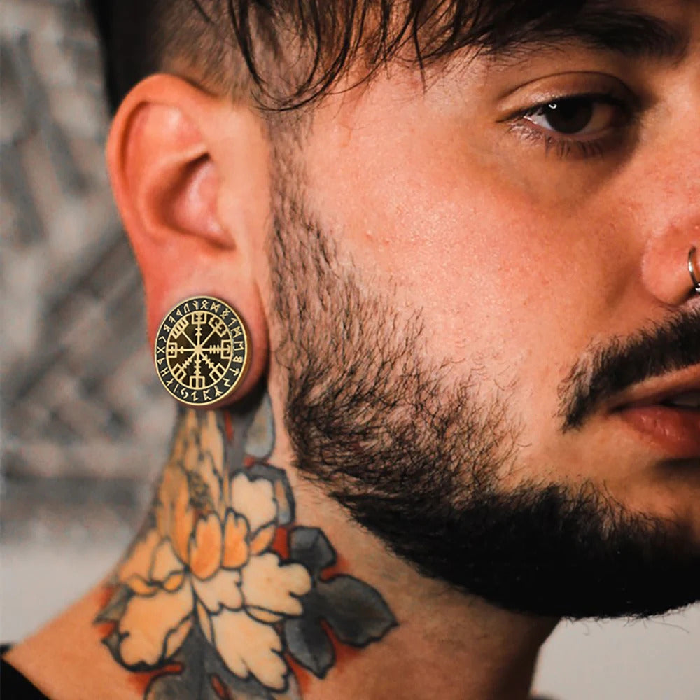 Vegvisir Tunnel Earrings