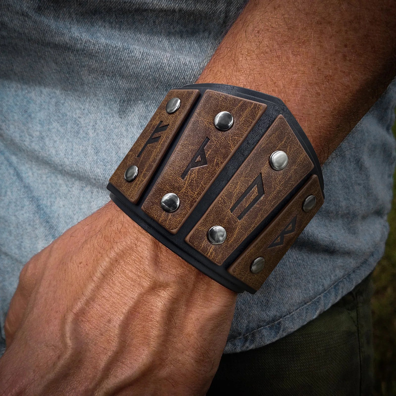 Vikings Runes Leather Bracelet