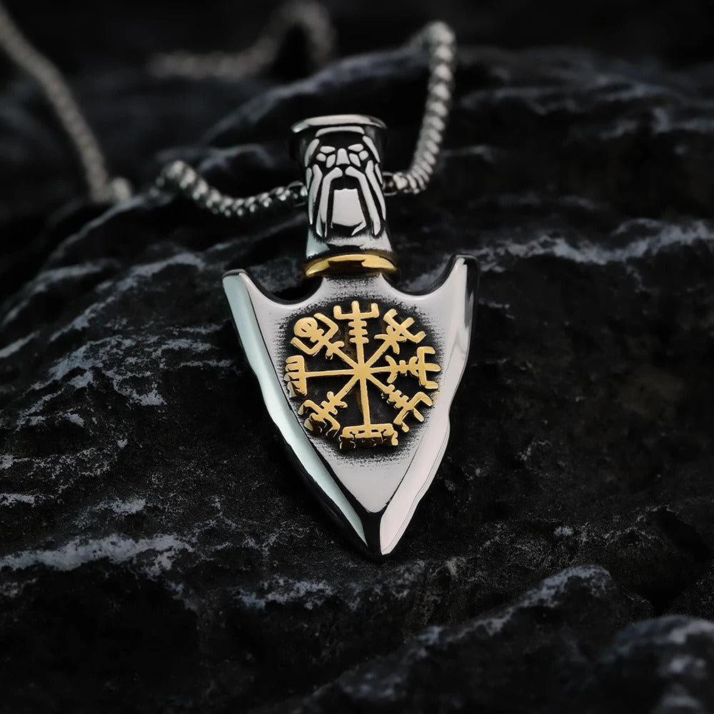 Odin With Vegvisir And Valknut Necklace