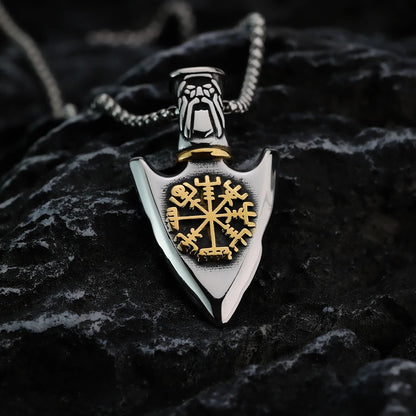 Odin With Vegvisir And Valknut Necklace