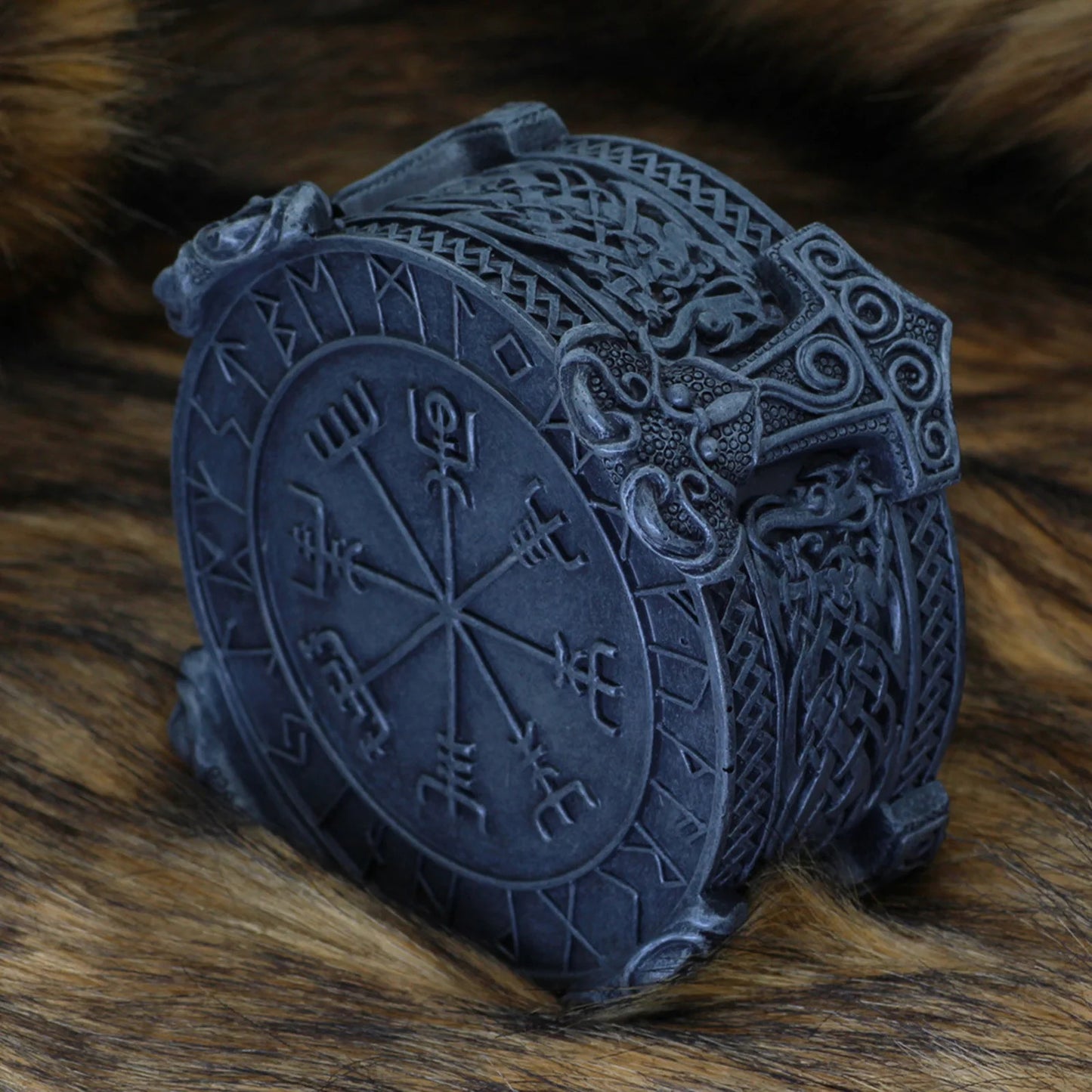 Vegvisir With Runes & Mjölnir Jewelry Box