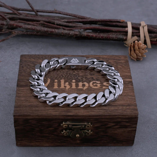 Viking Valknut Bracelet With Wooden Box