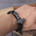 Thor's Hammer Mjölnir Leather Bracelet
