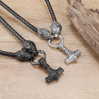 Viking Wolf Head With Mjölnir Chain