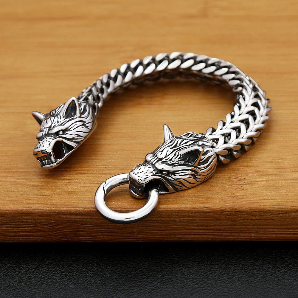 Viking Wolf Head Bracelet