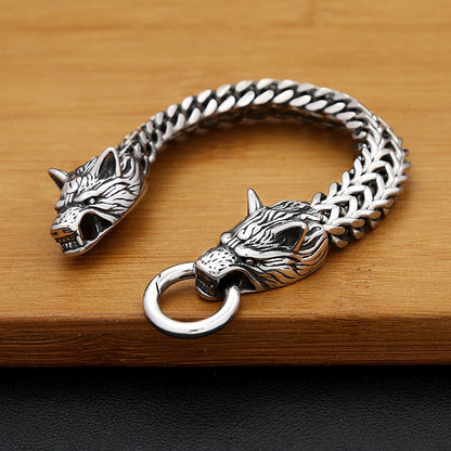 Viking Wolf Head Bracelet