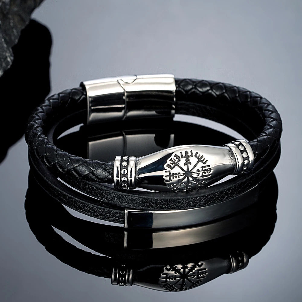 Norse Viking Leather Bracelet
