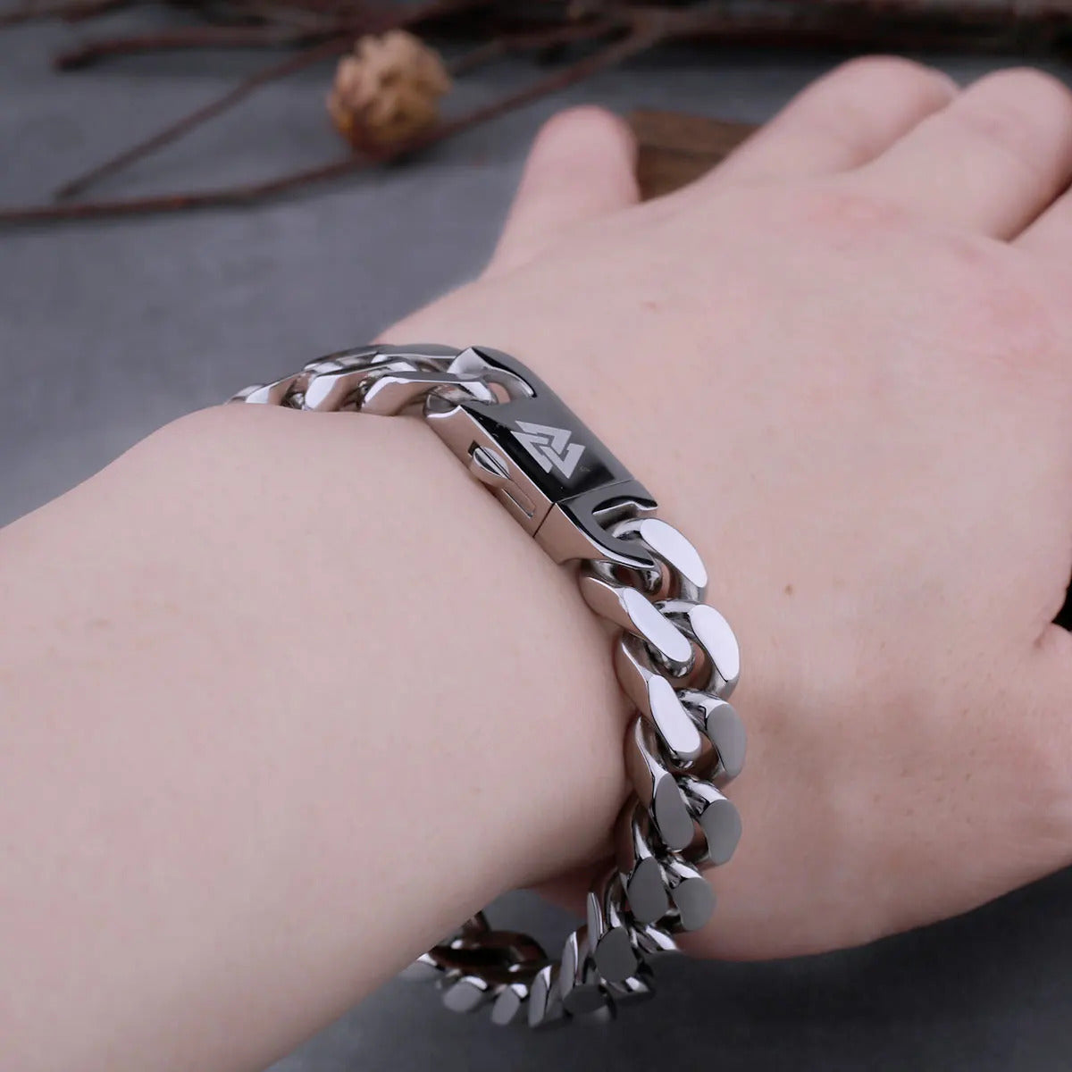 Viking Valknut Bracelet With Wooden Box