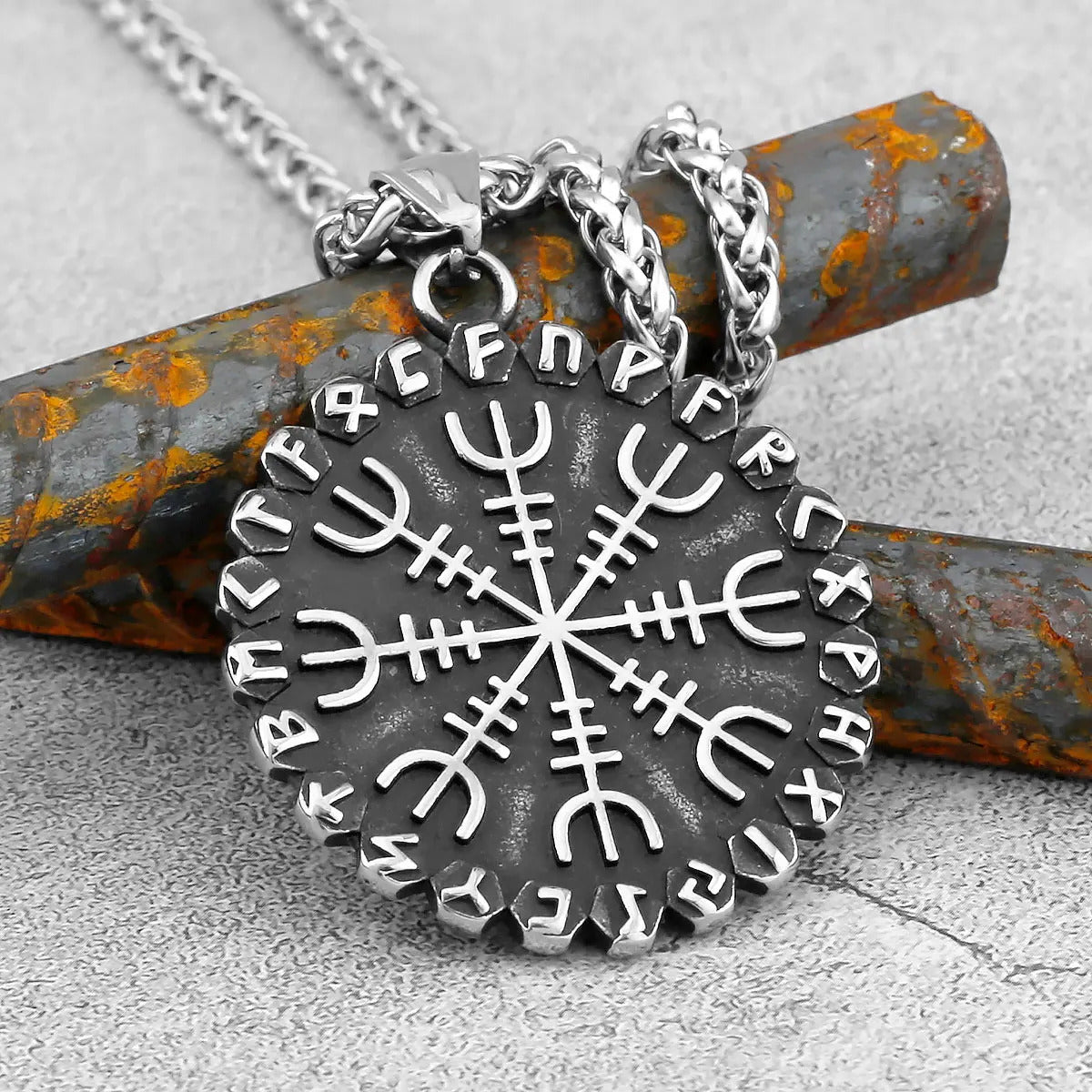 Vegvisir And Runes Necklace
