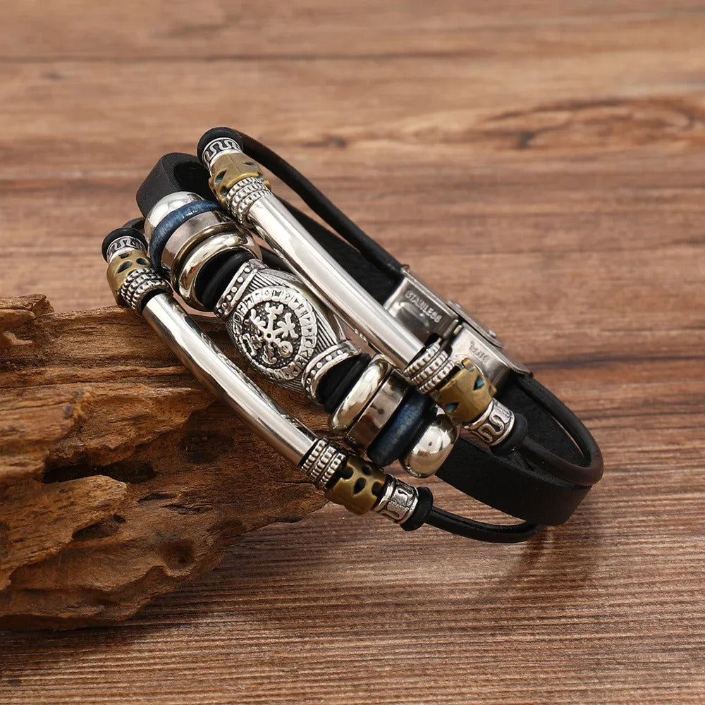 Vintage Viking Leather Bracelet