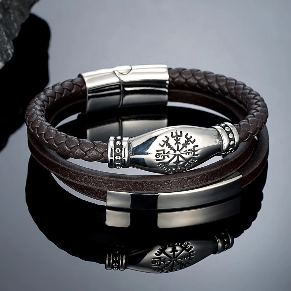 Norse Viking Leather Bracelet