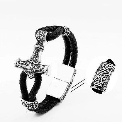 Thor's Hammer With Viking Runes Bracelet