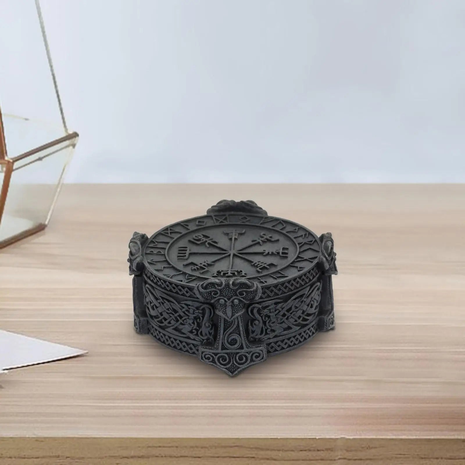 Vegvisir With Runes & Mjölnir Jewelry Box