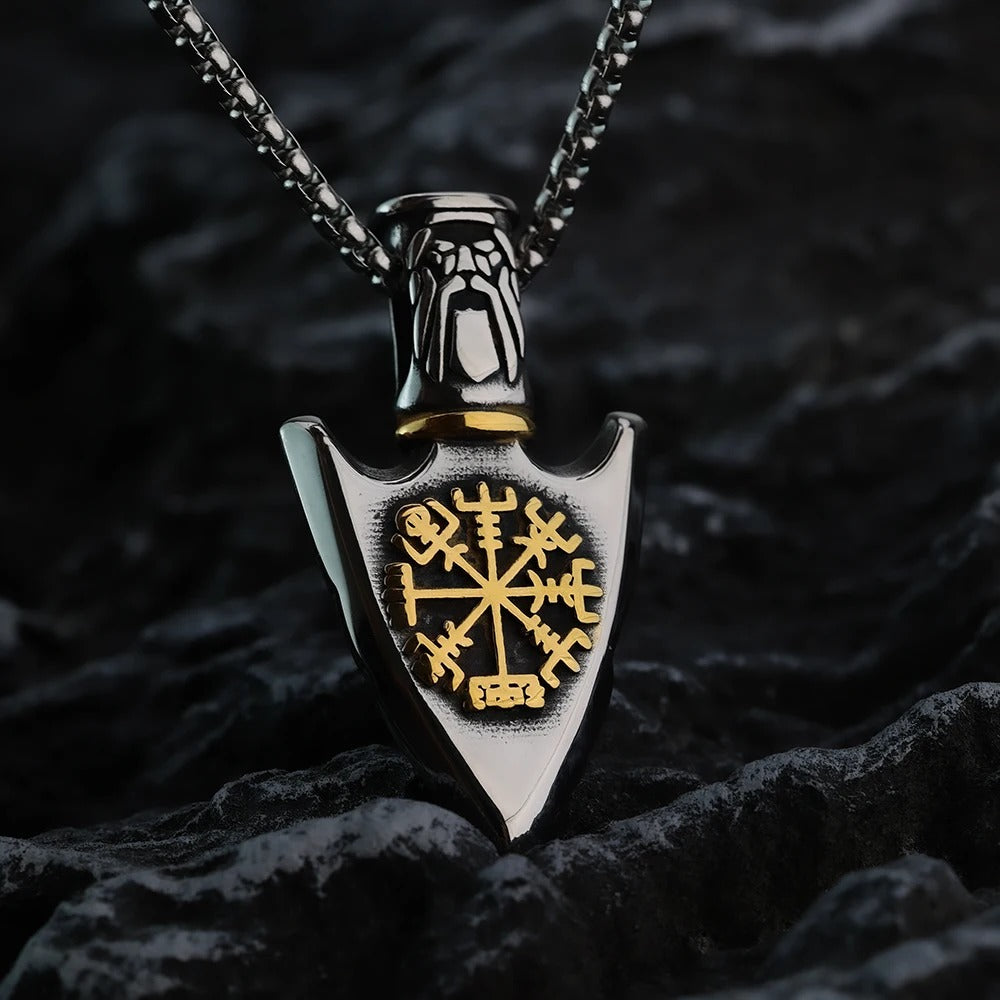 Odin With Vegvisir And Valknut Necklace