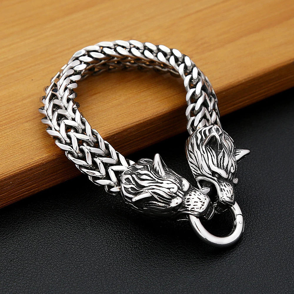 Viking Wolf Head Bracelet