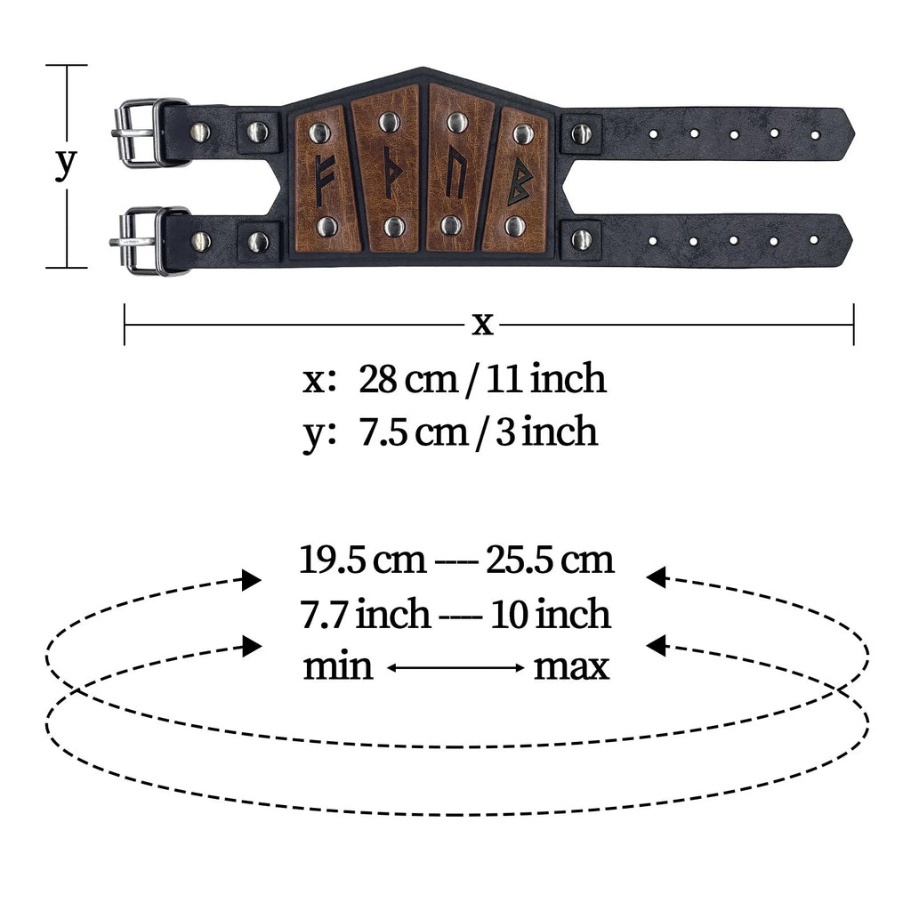 Vikings Runes Leather Bracelet
