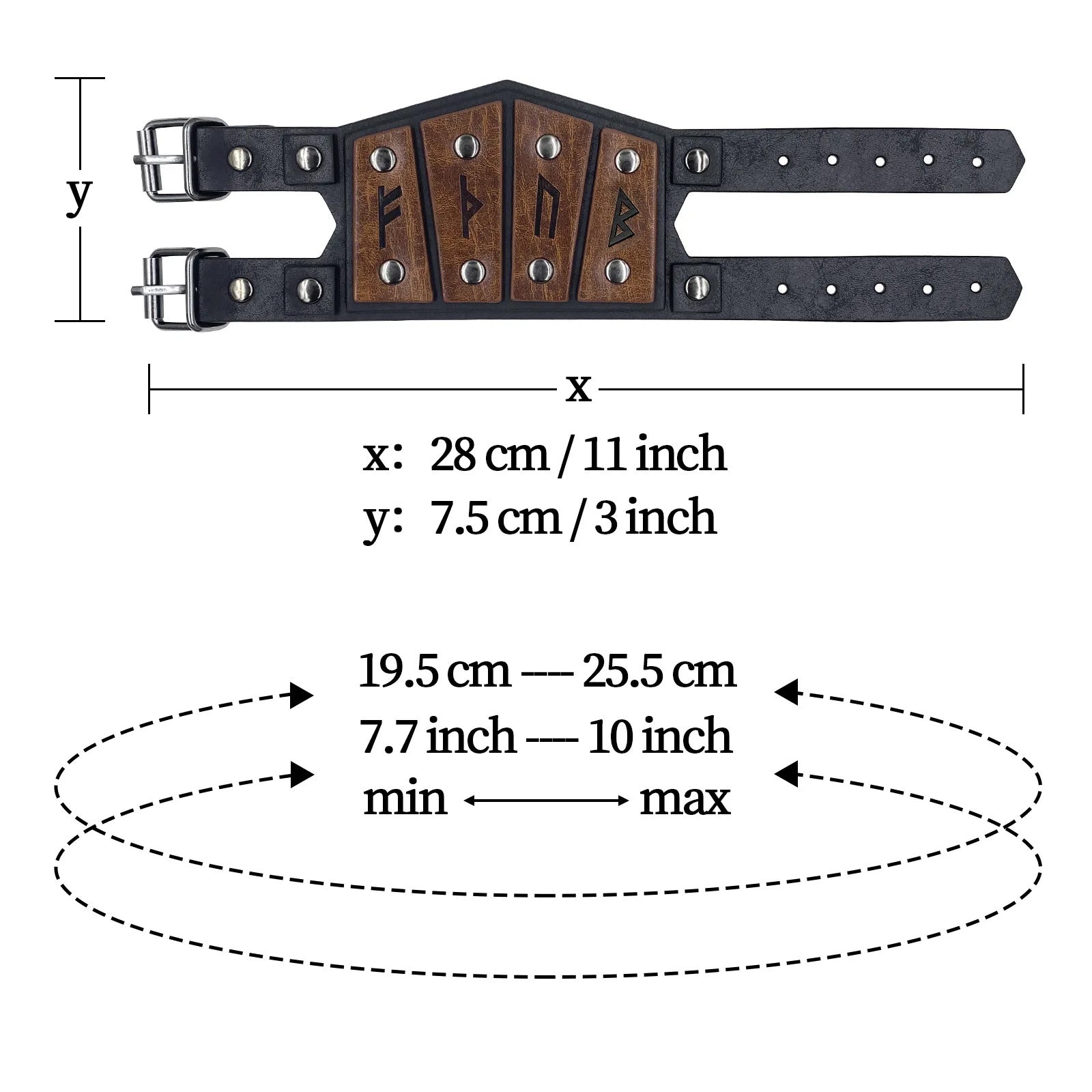 Vikings Runes Leather Bracelet