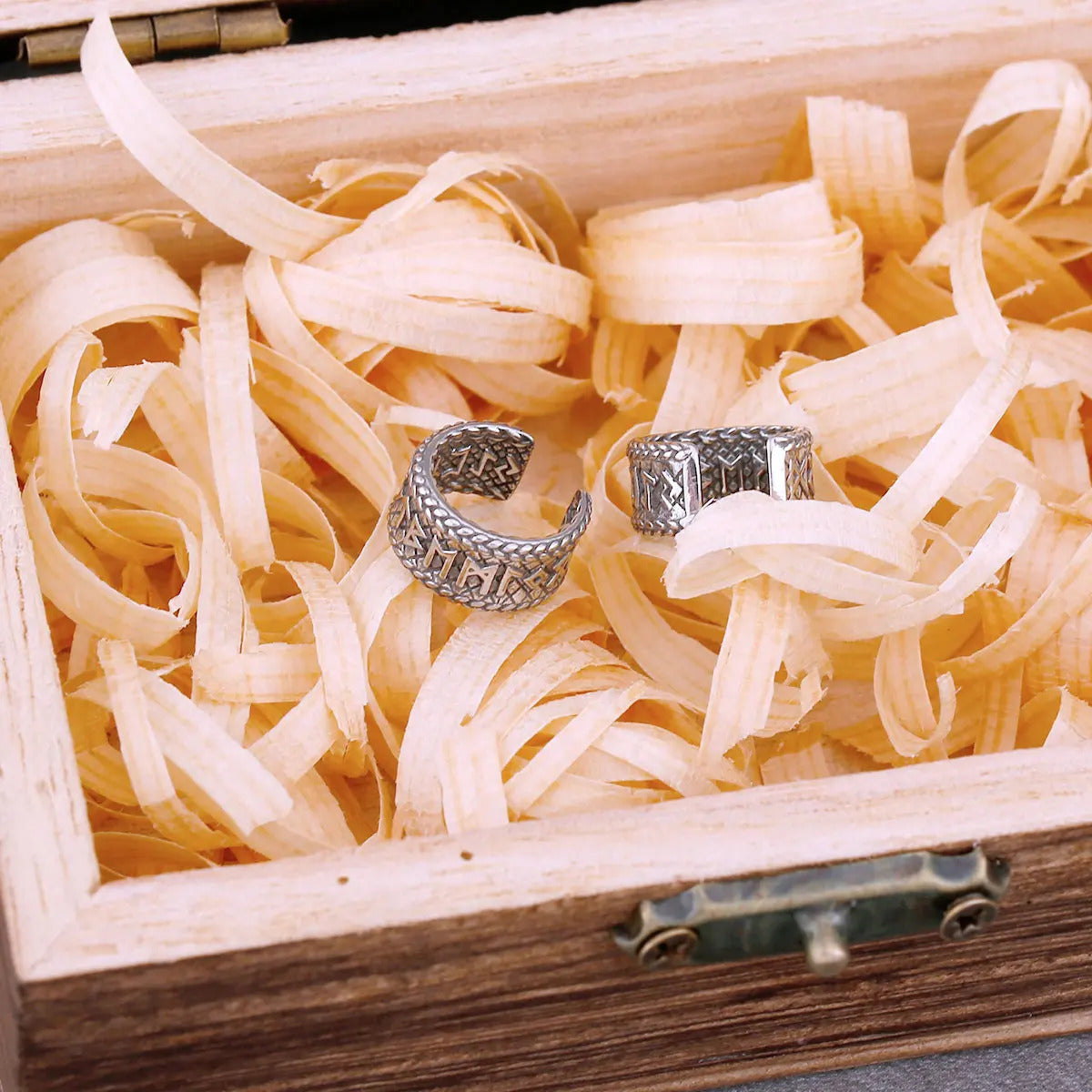 Viking Runes Earrings With Wooden Box