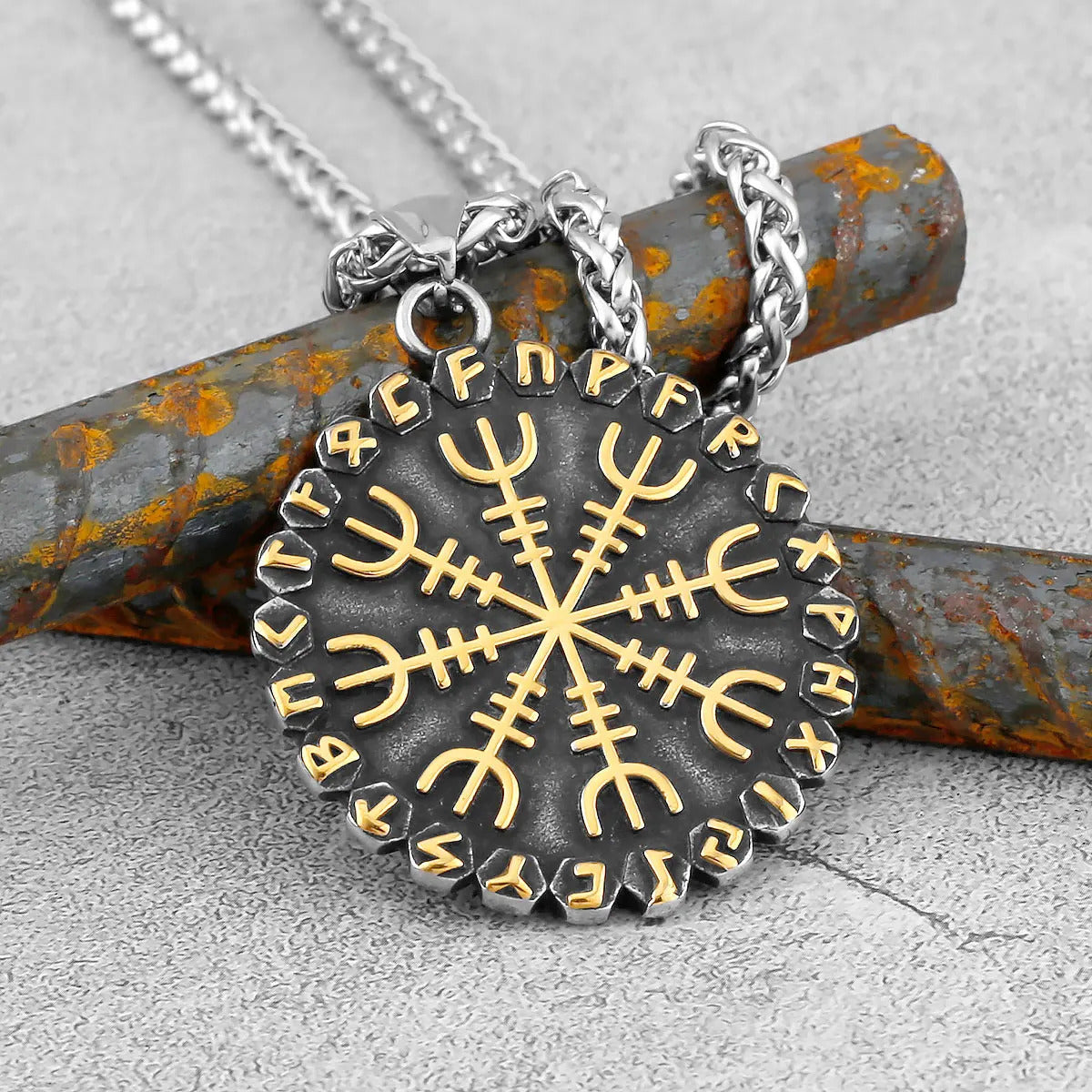 Vegvisir And Runes Necklace