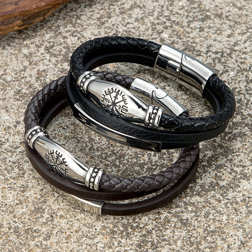 Norse Viking Leather Bracelet