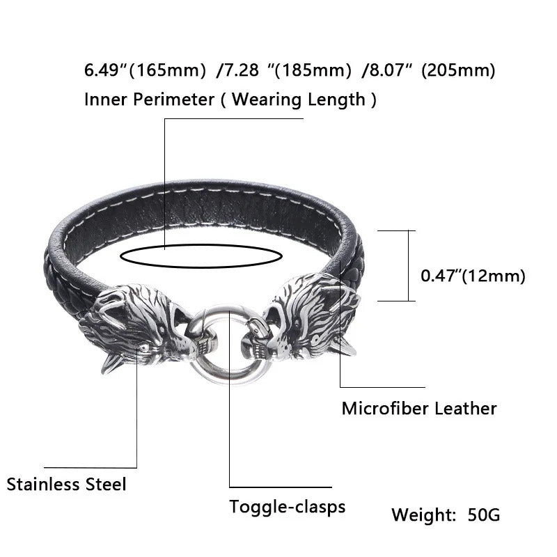 Viking Wolf Head Bracelet