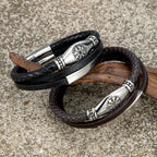 Norse Viking Leather Bracelet
