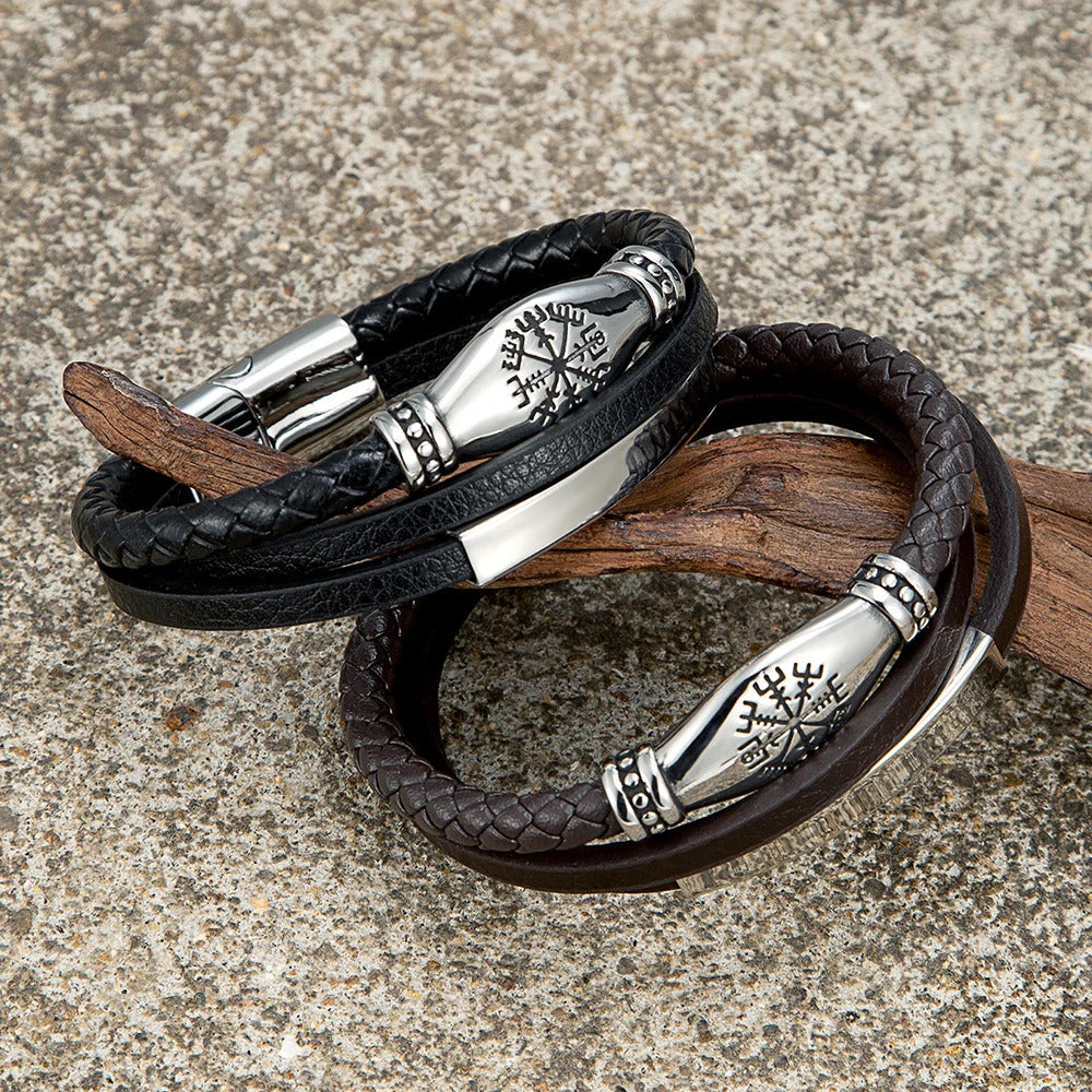 Norse Viking Leather Bracelet
