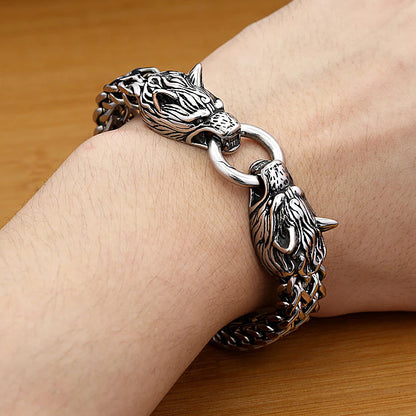 Viking Wolf Head Bracelet