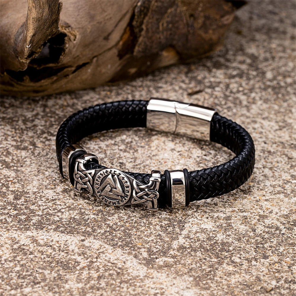 Vintage Viking Woven Leather Bracelet