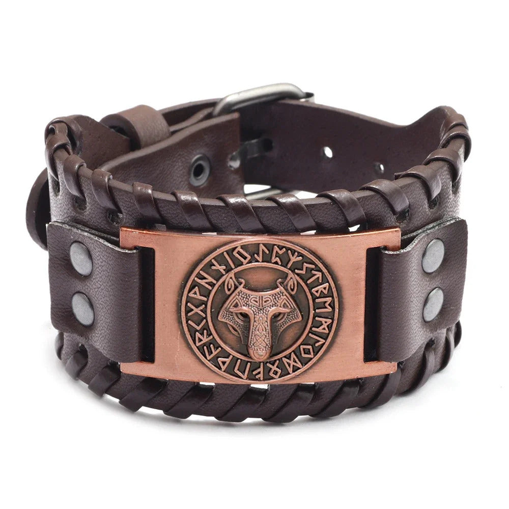 Handmade Viking Wolf Head Bracelet