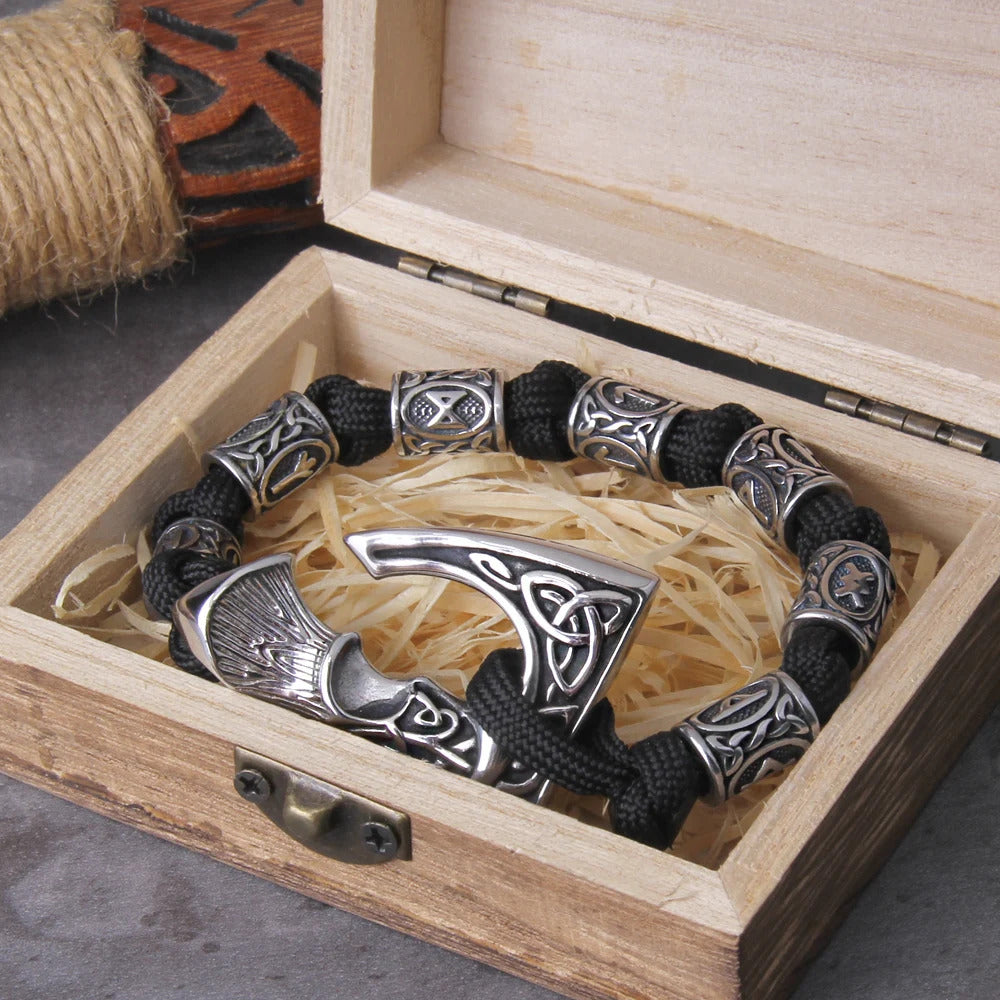 Viking Axe Bracelet With Wooden Box