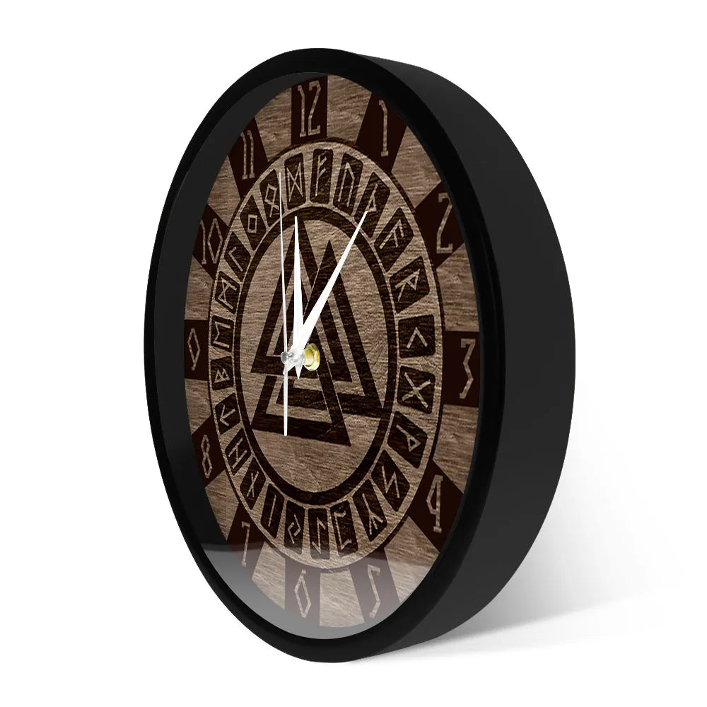 Valknut With Runes Wall Clock