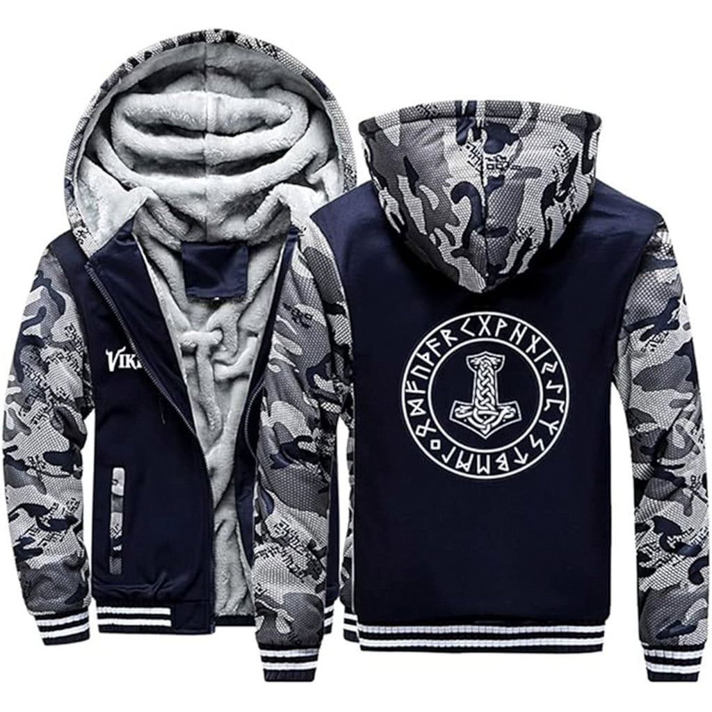 Thor's Hammer With Runes Hoodie Jacket
