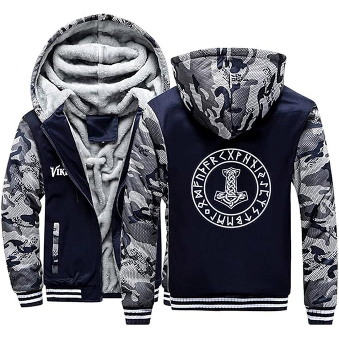 Thor's Hammer With Runes Hoodie Jacket