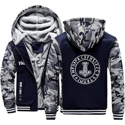 Thor's Hammer With Runes Hoodie Jacket