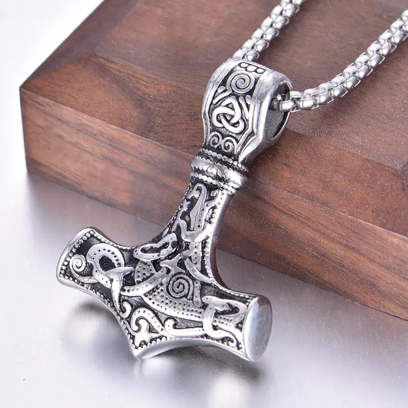 Silver Viking Thor's Hammer Necklace