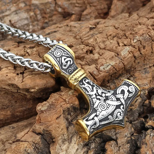 Gold Plated Viking Thor's Hammer Necklace