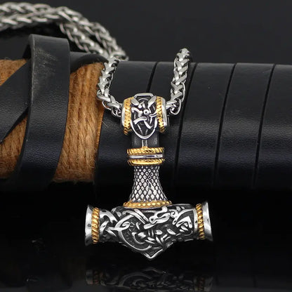 Silver & Gold Thor's Hammer Necklaces