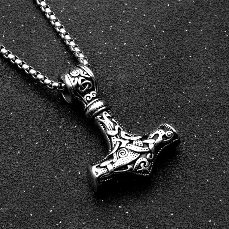 Silver Viking Thor's Hammer Necklace