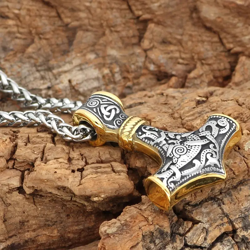 Gold Plated Viking Thor's Hammer Necklace