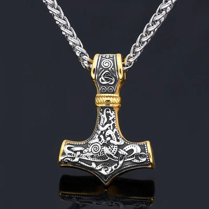 Gold Plated Viking Thor's Hammer Necklace