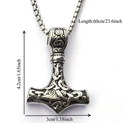 Silver Viking Thor's Hammer Necklace