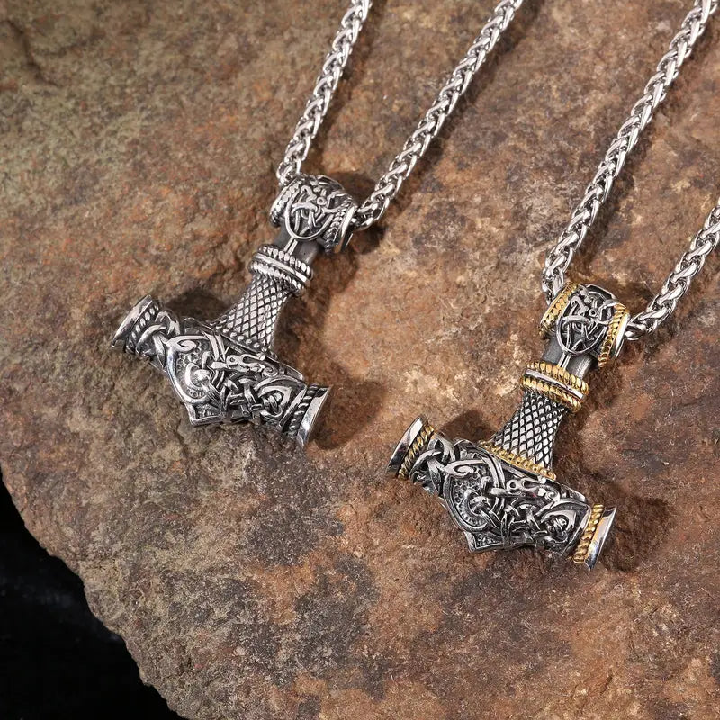 Silver & Gold Thor's Hammer Necklaces