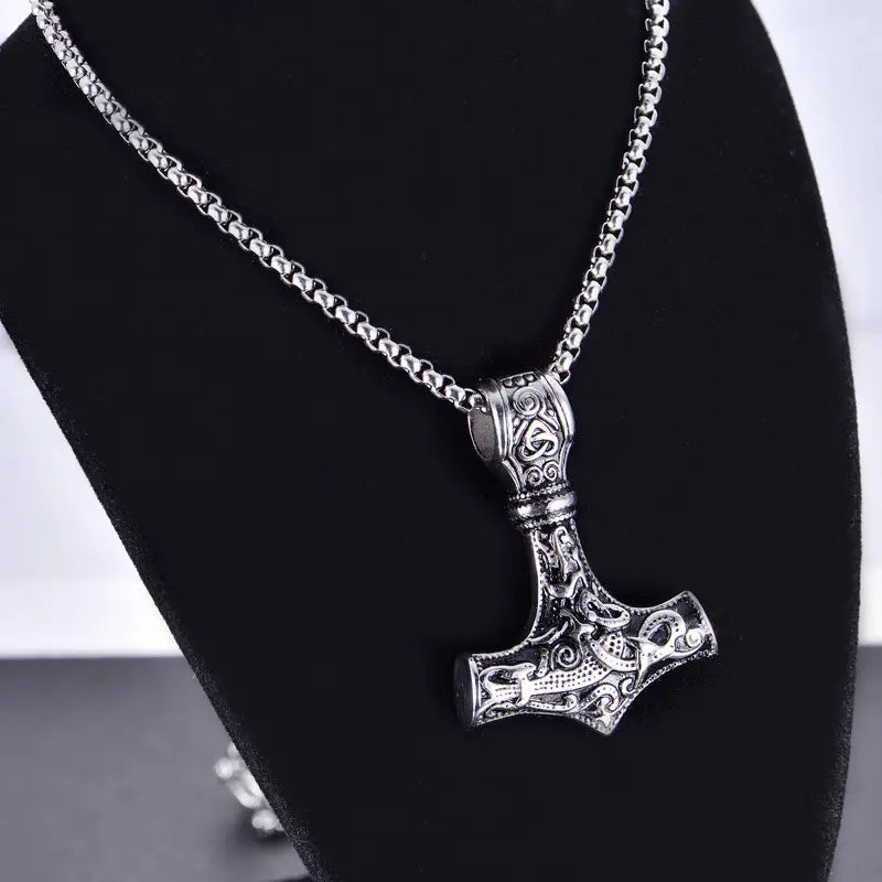 Silver Viking Thor's Hammer Necklace