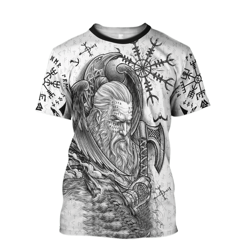Viking Odin, Raven, and Wolf T-shirt