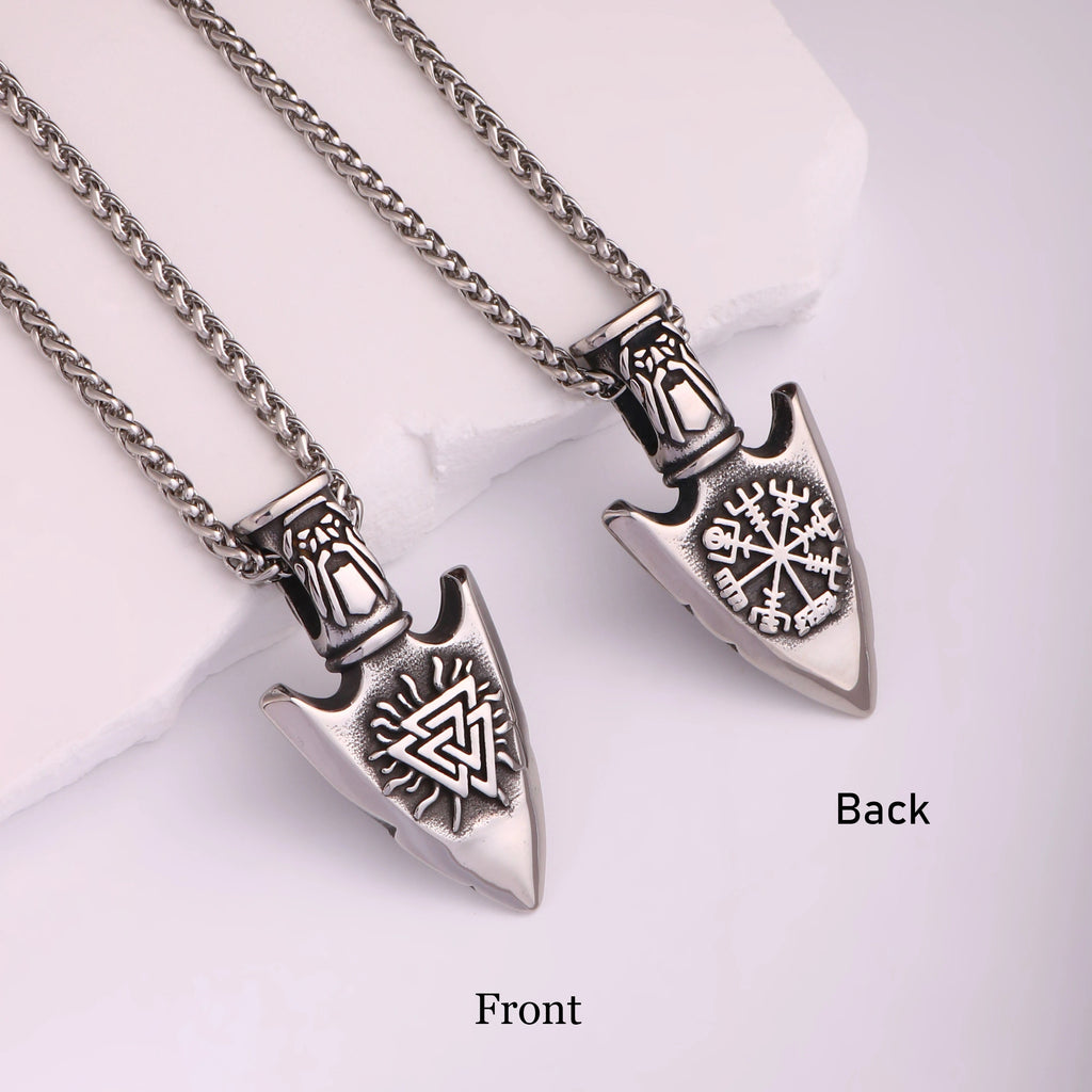 Odin With Vegvisir And Valknut Necklace