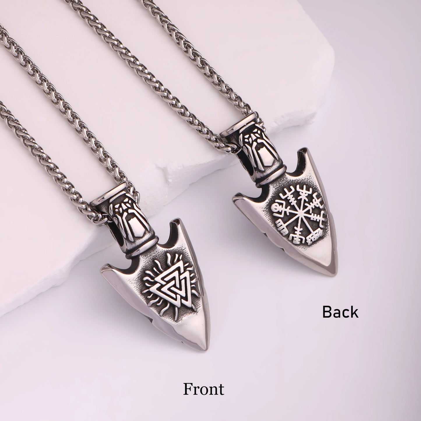 Odin With Vegvisir And Valknut Necklace