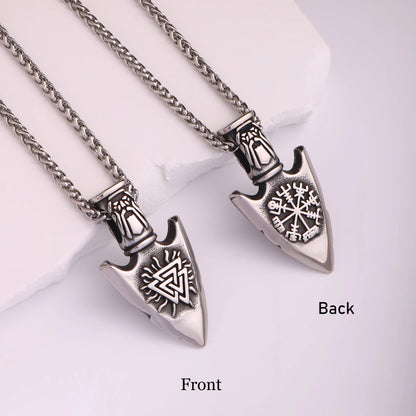 Odin With Vegvisir And Valknut Necklace