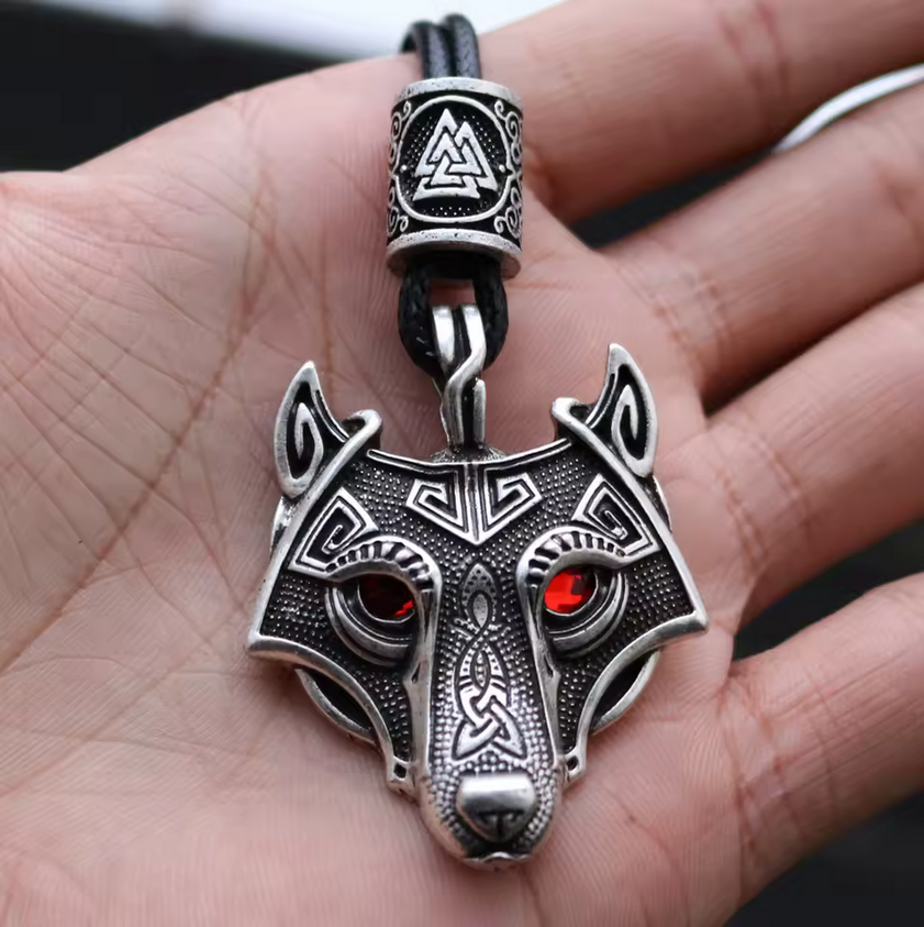 Viking Wolf Head Necklace